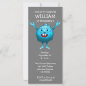 Fluffy Cute Monster Birthday Invitation (Voorkant)