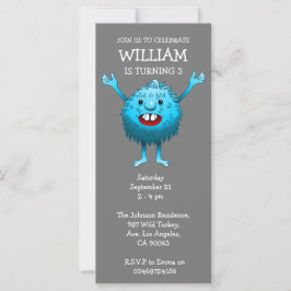 Fluffy Cute Monster Birthday Invitation