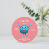 Fluffy Cute Monster Birthday Invitation Kaart (Staand voorkant)