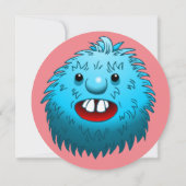 Fluffy Cute Monster Birthday Invitation Kaart (Achterkant)
