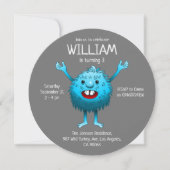 Fluffy Cute Monster Birthday Invitation Kaart (Voorkant)