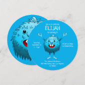 Fluffy Cute Monster Birthday Invitation Kaart (Voorkant / Achterkant)