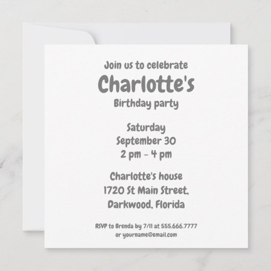 Fluffy Cute Monster Birthday Invitation Kaart (Achterkant)