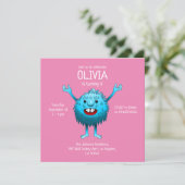 Fluffy Cute Monster-uitnodiging voor verjaardag Kaart (Staand voorkant)