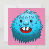 Fluffy Cute Monster-uitnodiging voor verjaardag Kaart (Achterkant)