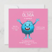 Fluffy Cute Monster-uitnodiging voor verjaardag Kaart (Voorkant)