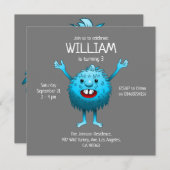 Fluffy Cute Monster-uitnodiging voor verjaardag Kaart (Voorkant / Achterkant)