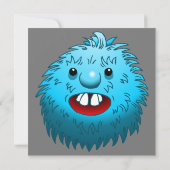 Fluffy Cute Monster-uitnodiging voor verjaardag Kaart (Achterkant)