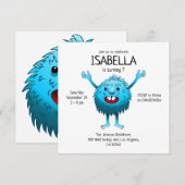 Fluffy Cute Monster-uitnodiging voor verjaardag Kaart (Voorkant / Achterkant)