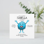 Fluffy Cute Monster-uitnodiging voor verjaardag Kaart (Staand voorkant)