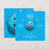 Fluffy Cute Monster-uitnodiging voor verjaardag Kaart (Voorkant / Achterkant)