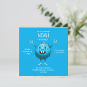 Fluffy Cute Monster-uitnodiging voor verjaardag Kaart (Staand voorkant)