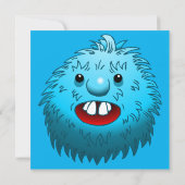 Fluffy Cute Monster-uitnodiging voor verjaardag Kaart (Achterkant)