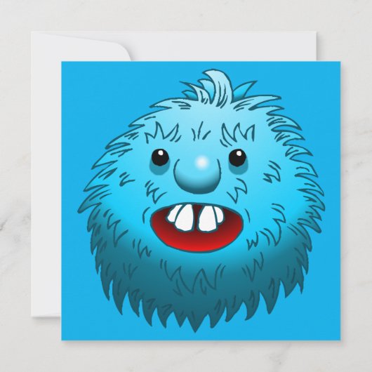Fluffy Cute Monster-uitnodiging voor verjaardag Kaart (Achterkant)