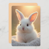 Fluffy, cute, white bunny, custom feestdagenkaart (Voorkant / Achterkant)