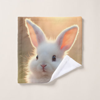 Fluffy, cute, white bunny, super adorable washandje