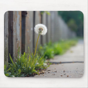 Fluffy Dandelion Groeien In Een Sidewalk Muismat