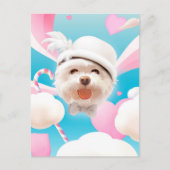 Fluffy Dog met Wit Pet Aankondigingskaart (Voorkant)