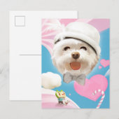Fluffy Dog met Wit Pet Aankondigingskaart (Voorkant / Achterkant)