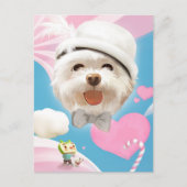 Fluffy Dog met Wit Pet Aankondigingskaart (Voorkant)