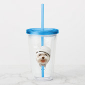 Fluffy Dog met Wit Pet Acryl Drinkbeker (Voorkant)