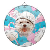 Fluffy Dog met Wit Pet Dartbord (Voorkant)