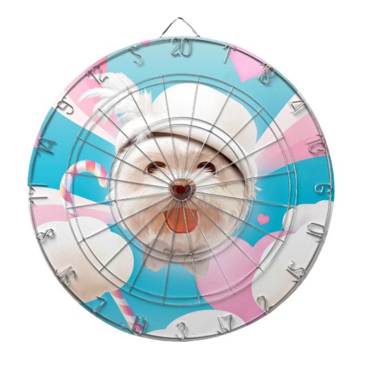 Fluffy Dog met Wit Pet Dartbord (Voorkant)