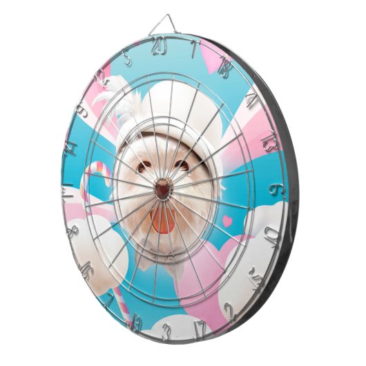 Fluffy Dog met Wit Pet Dartbord (Voorkant Rechts)