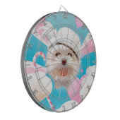 Fluffy Dog met Wit Pet Dartbord (Voorkant Links)