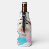 Fluffy Dog met Wit Pet Flesjeskoeler (Fles Achterkant)