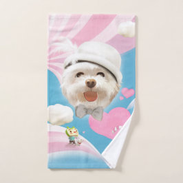 Fluffy Dog met Wit Pet Handdoek