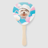 Fluffy Dog met Wit Pet Handwaaier (Achterkant)