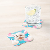 Fluffy Dog met Wit Pet Kartonnen Onderzetters (Insitu)