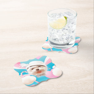 Fluffy Dog met Wit Pet Kartonnen Onderzetters