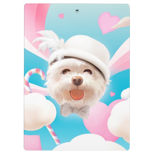 Fluffy Dog met Wit Pet Klembord (Achterkant)