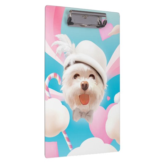 Fluffy Dog met Wit Pet Klembord (Rechts)