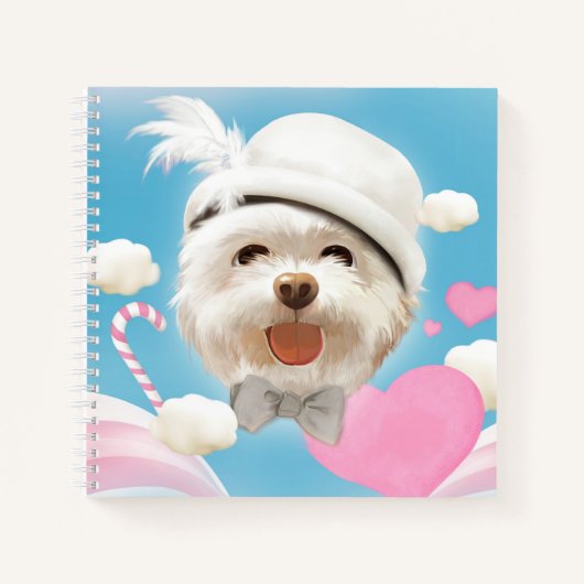 Fluffy Dog met Wit Pet Notitieboek (Voorkant)