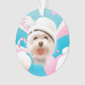 Fluffy Dog met Wit Pet Ornament (voorkant)