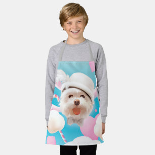 Fluffy Dog met Wit Pet Schort