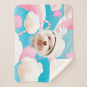 Fluffy Dog met Wit Pet Sherpa Deken (Voorkant)