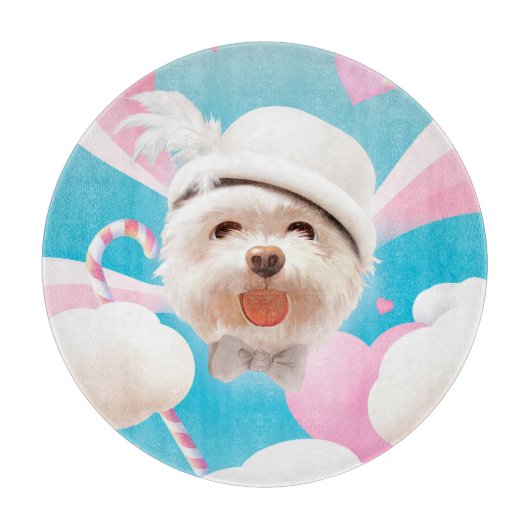 Fluffy Dog met Wit Pet Snijplank (Voorkant)