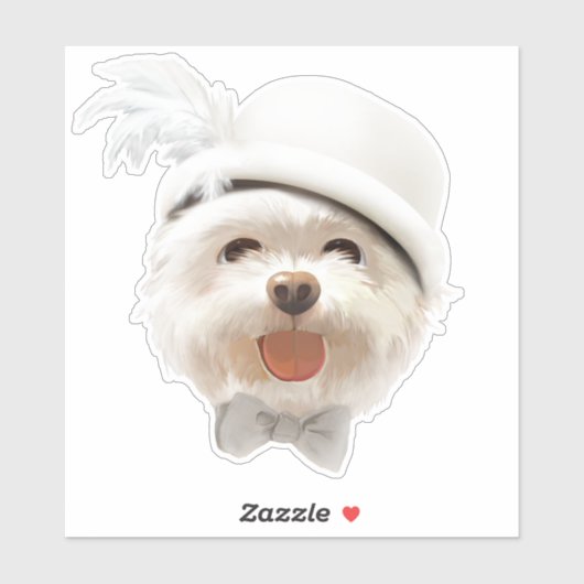 Fluffy Dog met Wit Pet Sticker (Vel)