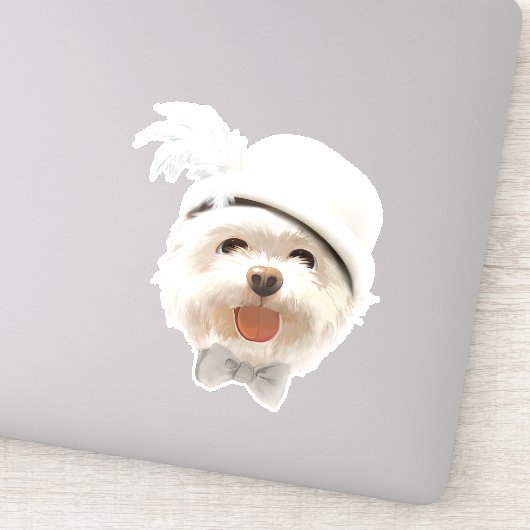 Fluffy Dog met Wit Pet Sticker (Detail)