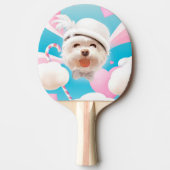 Fluffy Dog met Wit Pet Tafeltennisbatje (Voorkant)