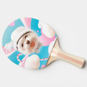 Fluffy Dog met Wit Pet Tafeltennisbatje (Zijkant)