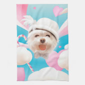 Fluffy Dog met Wit Pet Theedoek (Verticaal)