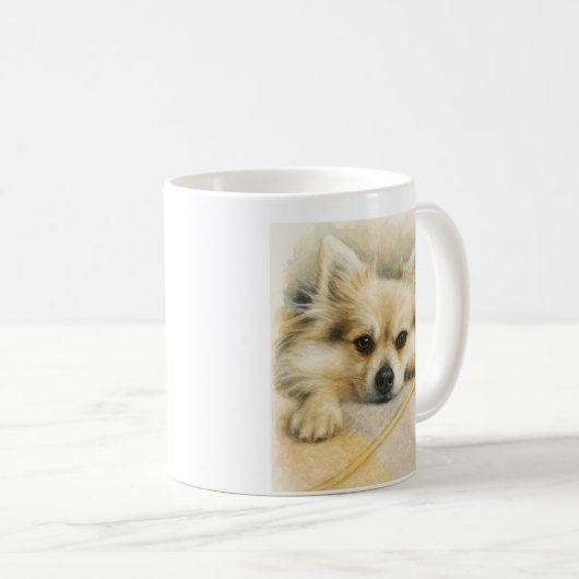 Fluffy Dog – Pomeranian Chihuahua Pet Portrait Koffiemok (Voorkant rechts)