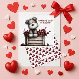 Fluffy Dog Valentine Card for Kids Notitiekaartje