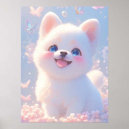 Fluffy Dog Whimsical Dream Poster (Voorkant)