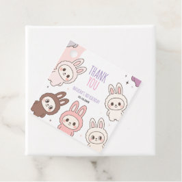 Fluffy Dolls Pastel Bunny Thema Verjaardag Bedankjes Labels